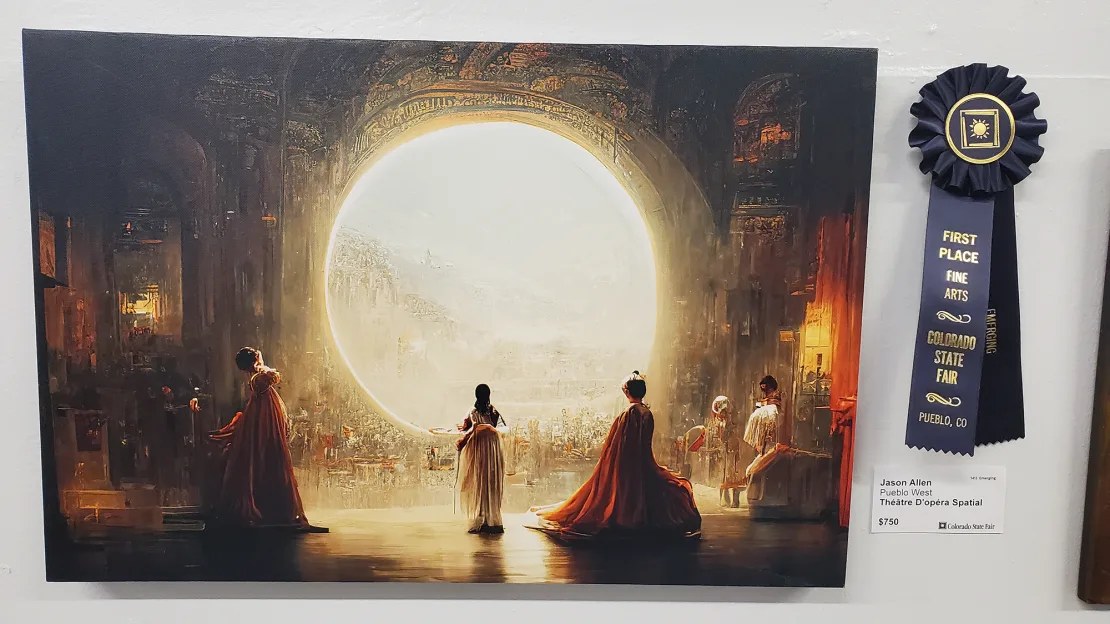 Théâtre D'Opéra Spatial, an ornate AI-generated artwork